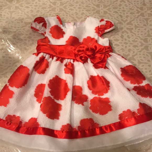 Red & White Bonnie Baby Youth Floral Dress - Picture 2 of 4